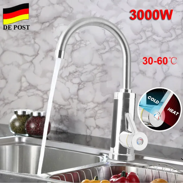 LED Elektrisch Wasserhahn Sofort Heizung Durchlauferhitzer 360° Küchearmatur DHL