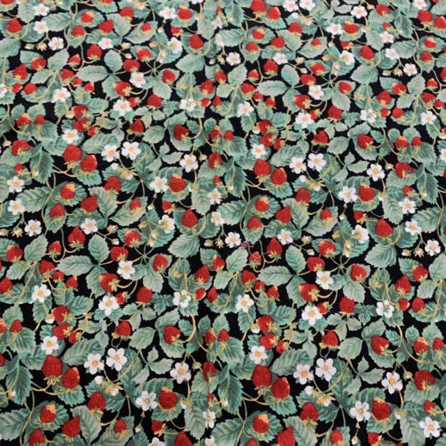 Hoffman Cotton Fabric Remnant 41” X 2 Yards Strawberry Print