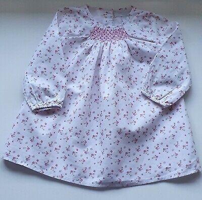 Baby Girls Little White Company Long Sleeved White Floral Dress Age 3-6 Mths vgc
