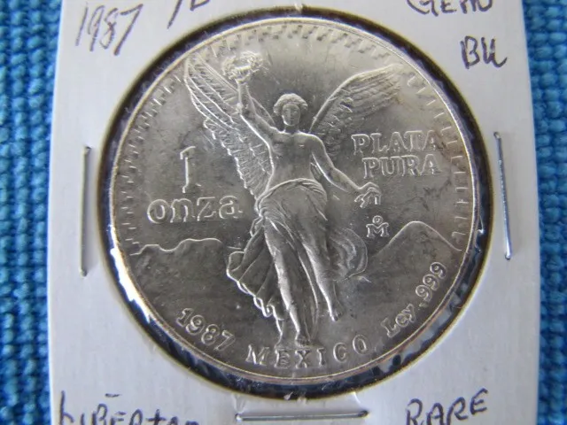 1987 D/D Mexican 1 Oz Plata Pura .0999 Silver Libertad Coin (Rare)