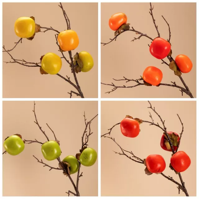 Branche de fruits kaki simulée d'intérieur pour décoration de maison et de bu