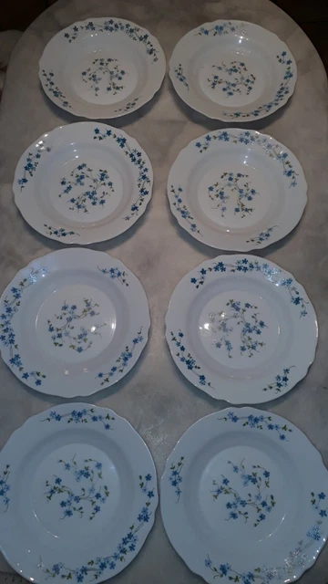 6 Assiettes à Dessert Arcopal Véronica Myosotis – 19,5 Cm, Vintage 1970