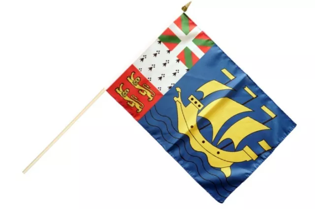 Frankreich Saint-Pierre und Miquelon Stockflagge Flaggen Fahnen Stockfahne 30x45