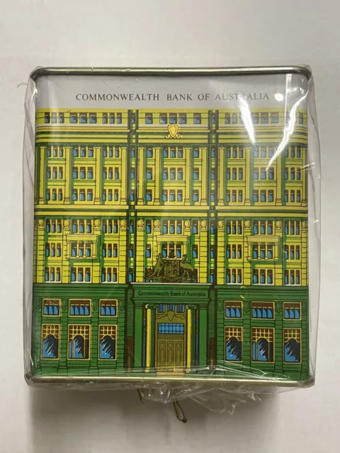 NEW Vintage Commonwealth Savings Bank Tin Money Box CBA Piggy Bank Pitt St Model