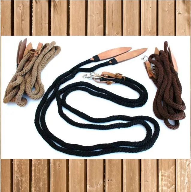 Poly Rope Split Reins mit Leder Popper, Nylon Zügel offen, Westernzügel