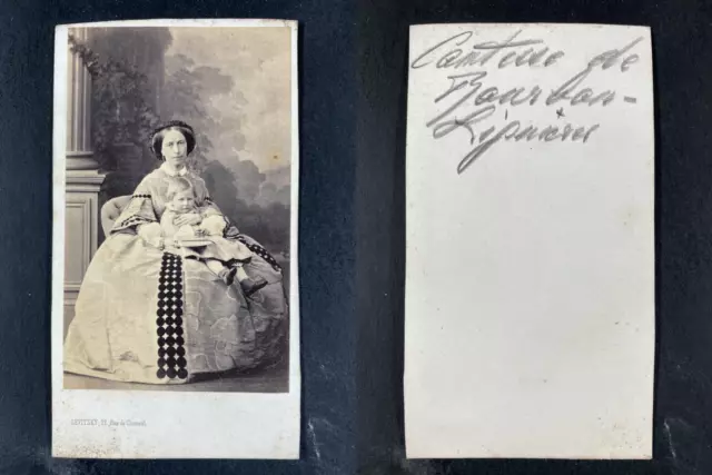 Levitsky, Paris, Comtesse de Bourbon et son fils Vintage cdv albumen print CDV