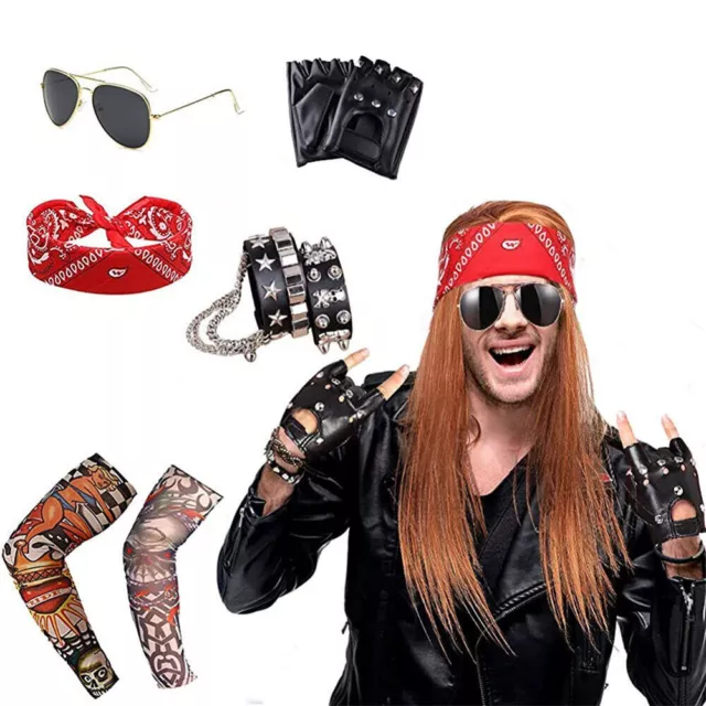 Adult 80s Rock N Roll Party Costume Accessories 1980s Music Band Rapper Cosplay 2