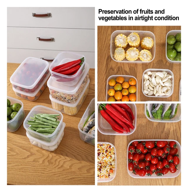 Caja de almacenamiento de alimentos caja fresca refrigerador organizador de espacio sellado transparente