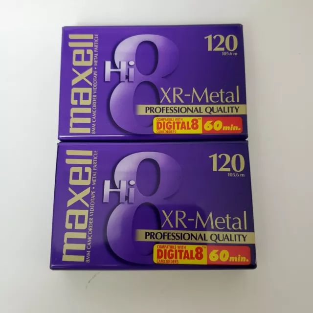 Cintas de video para videocámara Maxell de 8 mm 120 partículas metálicas XR-Metal calidad profesional