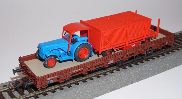 Wagon Plat Roco HO 4317A – DB Époque III – Vert Foncé – Excellent État