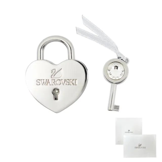 Swarovski Heart Lock With Key Silver Tone Stainless Steel -5247179 New