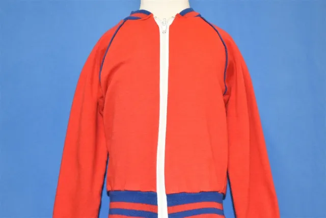 vintage 80s RED BLUE STRIPED ZIP FRON TRACK JACKET KIDS YOUTH SMALL YS
