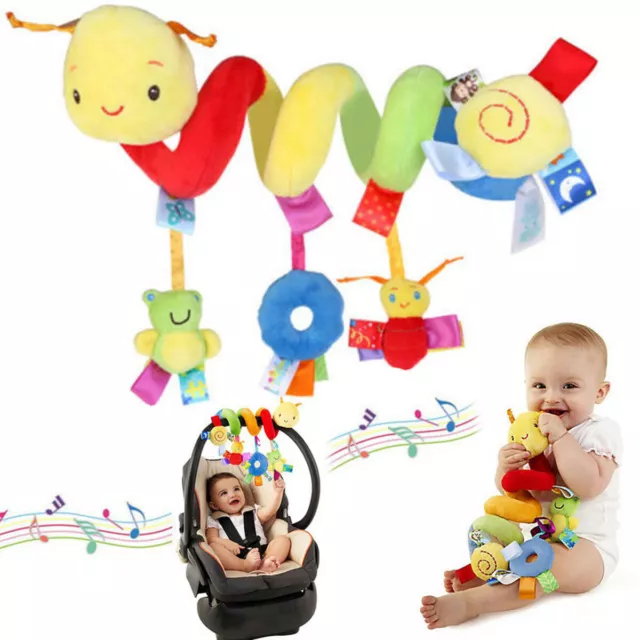 Infant Crib Cot Pram Hanging Rattles Spiral Stroller Car Seat Toy w/ Ring Bell