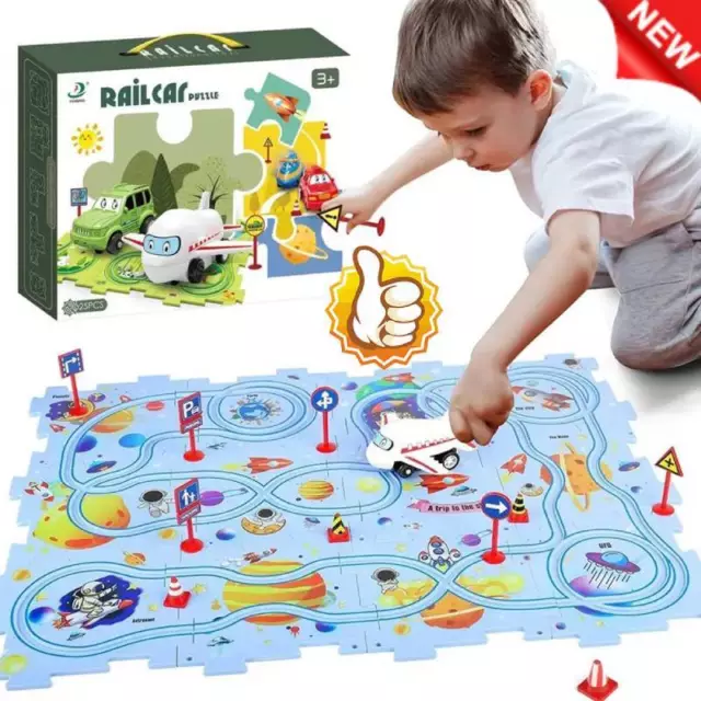 DIY Assembling Electric Trolley Car Track Puzzle Play Set Toys for Kids Ages 2+^