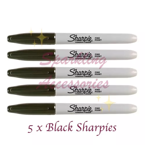 NEW 5 x Sharpie Pen Fine Tip Black Permanent Marker Sharpies Markers Set Pack!