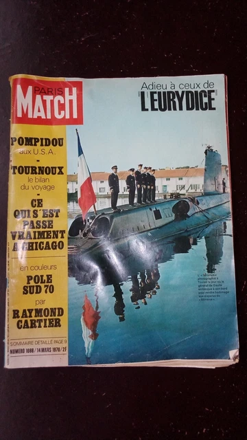  Magazine Paris-Match N°1088 14 mars 1970 L'eurydice hommage Minerve