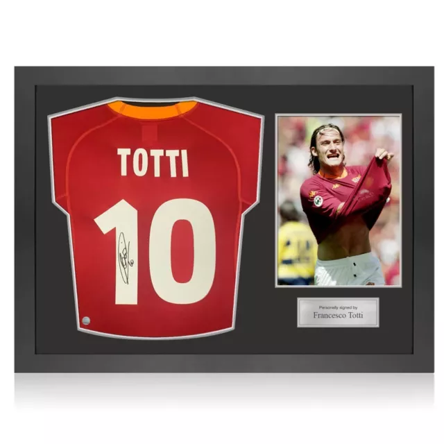 Maillot Scudetto AS Roma 2000-01 signé par Francesco Totti. Cadre d'icône