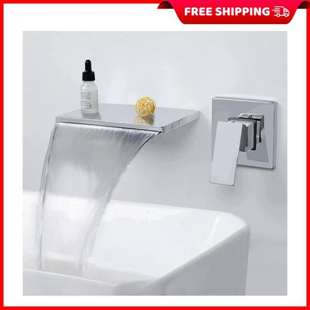 Grifos de baño montados en pared cascada cromo 20 cm pico latón baño grifo de relleno