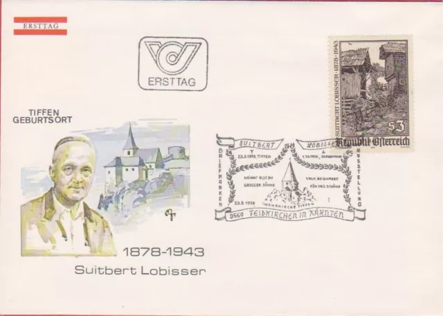 Ö 1978 - Mi:1571 , FDC - 100. Geburtstag von Suitbert Lobisser , SST 9560 Feldki