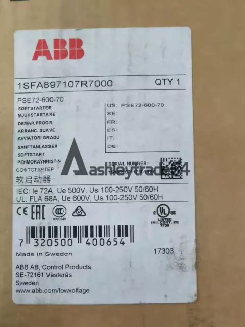 ONE NEW ABB Soft Starter 37kw 72A 208-600V PSE72-600-70 1SFA897107R7000