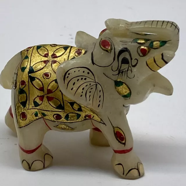 Hand Carved granite handpainted elephant India
