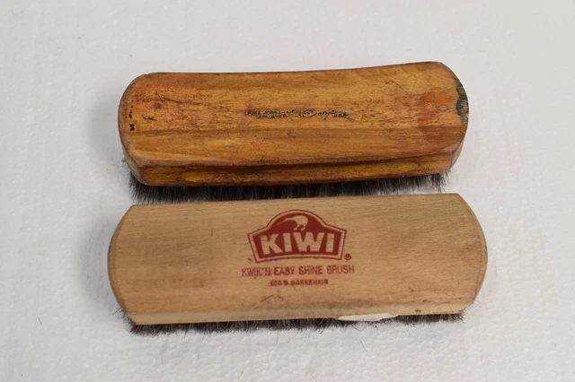 Vintage Horsehair Shoe Brush Brush Empire Kiwi 6.5" set - 24Ic