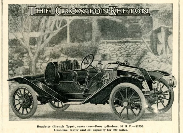 1910 Original CROXTON-KEETON Low-Slung ROADSTER (French Type) Ad. Massillon OH