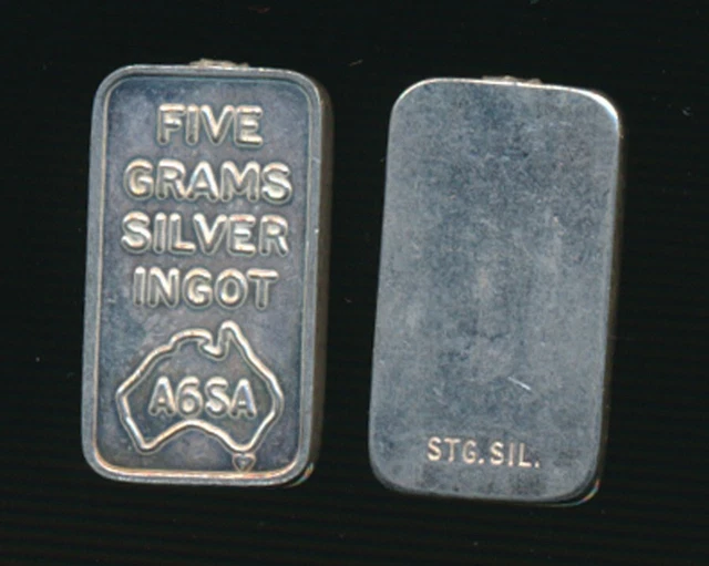 Australia: A6SA Australian Map 5g Sterling Silver Ingot