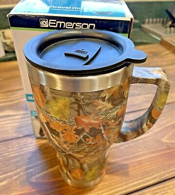 Emerson Heated Camo Stainless Steel Travel Mug 12v Auto Power Adaptor 14oz NEW