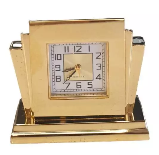 Miniature Clock Goldtone Mini Clock Solid Brass IMP30