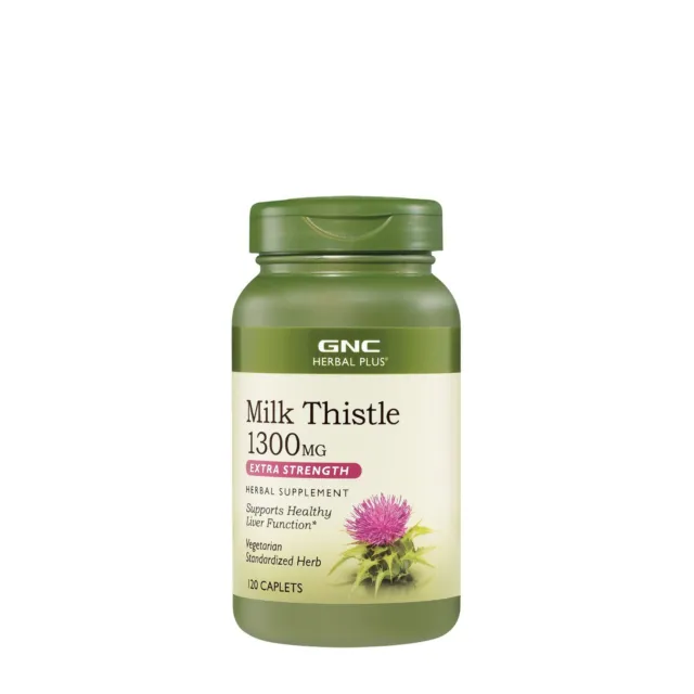GNC Herbal plus Milk Thistle 1300mg Extra Strength 120 Caplets(EXP:04/2025)