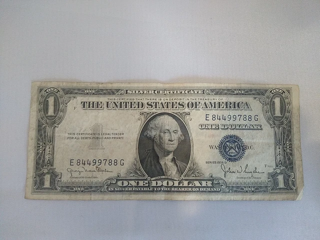 1935-D Silver Certificate  $1 Washington Blue Seal #8499788