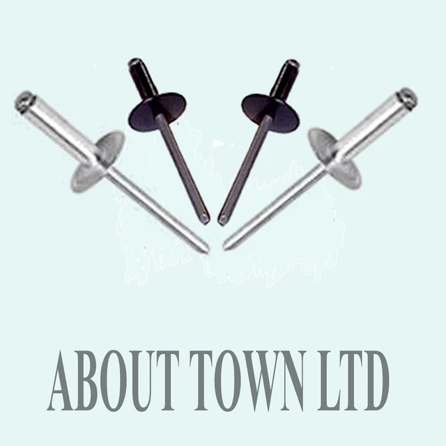 EXTRA LARGE FLANGE Pop Rivets 4.8mm Black and Plain Aluminium Steel