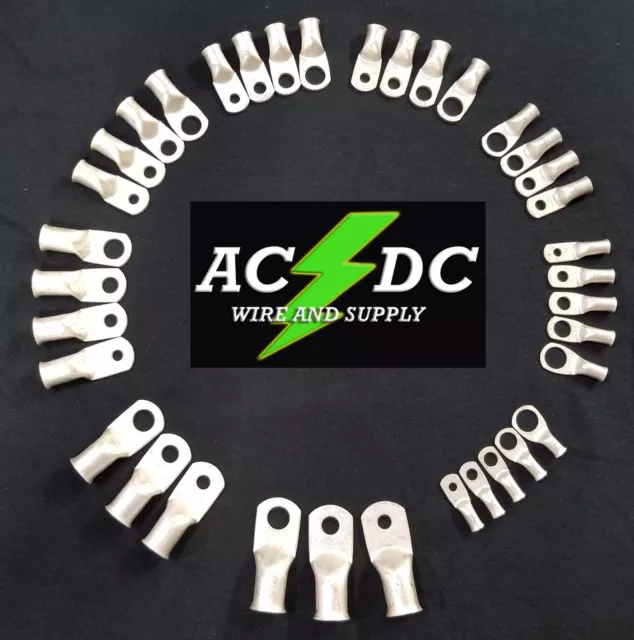 AC/DC WIRE TINNED Copper Lug Ring Terminals Battery Wire Welding Cable AWG