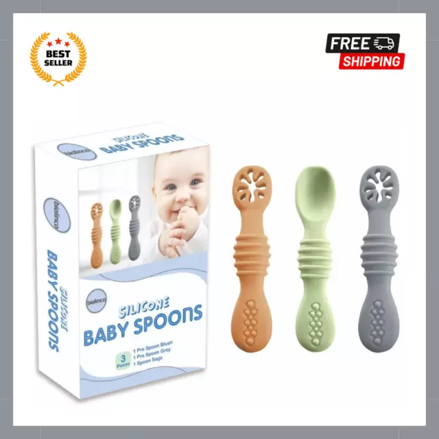 Biolinco Silicone Baby Toddler Spoons Led Weaning Supplies Self Feeding Utensils