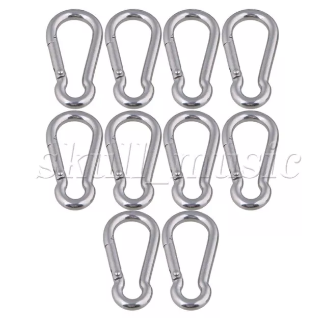 10pcs Carabiner Spring Snap Hook Clip M5 50mm 304 Stainless Steel