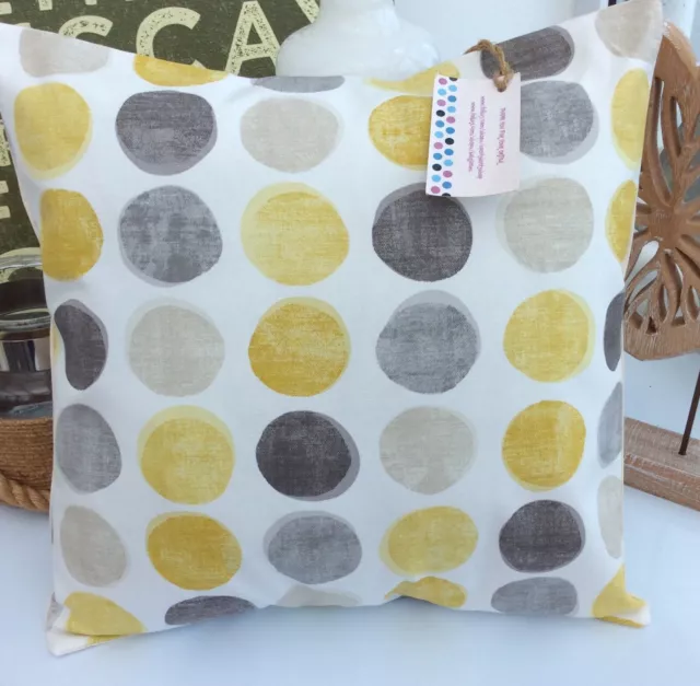 Cushion Cover Retro Helix Spots Fryett Grey Mustard Ochre Saffron Circles Scandi