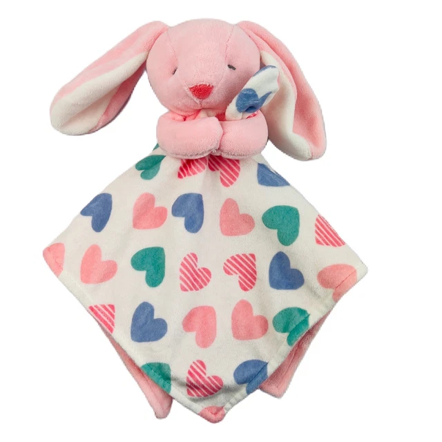 Carters Rosa Conejo Conejo Amoroso Peluche Bebé Niña Cuna Manta de Seguridad Corazones