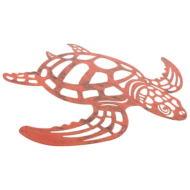 Iron Turtle Silhouette Sculpture Metal Coastal Ocean Wall Decor