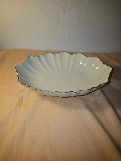 Lenox Symphony 11" Scalloped Oval Centerpiece Serving Bowl 24K Gold Trim USA