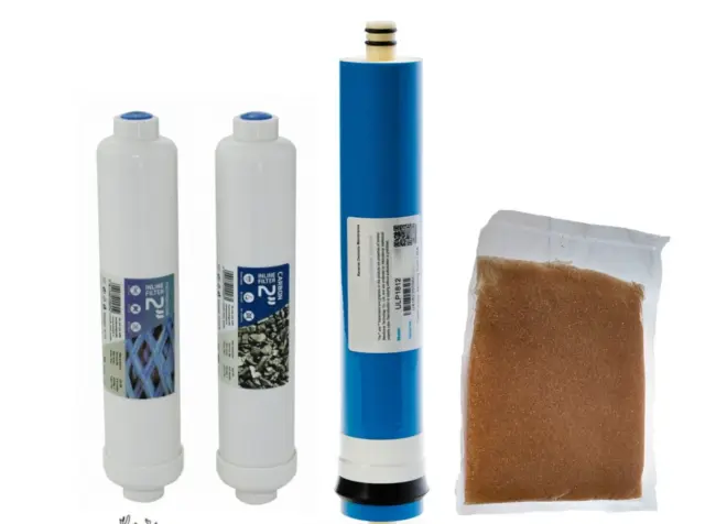 4 Stage Reverse Osmosis RO & DI Resin Complete Filters Replacement 75 GPD