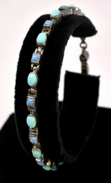 Turquoise Tennis Bracelet in Sterling Silver