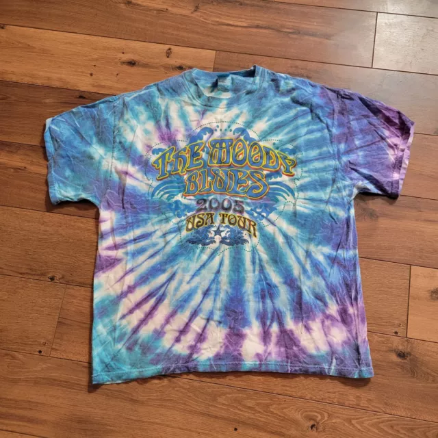 The Moody Blues 2005 USA  Tour Tie Dye Shirt Mens XL preowned