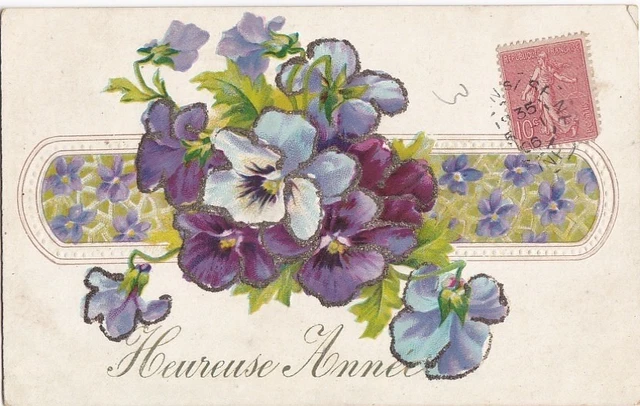 Carte Postale Ancienne – Bonne Année – Fantaisie – Ancre Marine & Parchemin – CPA Gaufrée – 1900