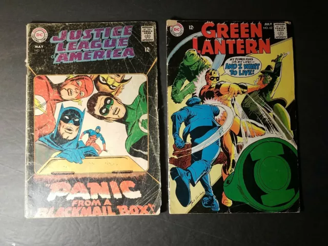 Vintage Silver Age Dc Comic Book Lot Green Lantern #62 & Justice League #62