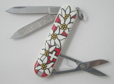Victorinox Edelweiss Flower Classics Swiss Army Pocket Knives Blue Red Folding