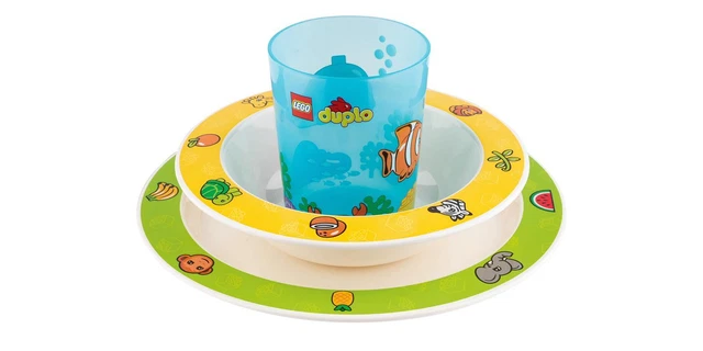 Lego Duplo Geschirrset 3tlg. Kindergeschirr Frühstücksset Teller Becher