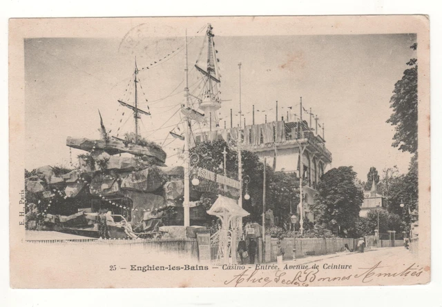 CPA 95 - ENGHIEN-les-BAINS: CASINO - ENTRANCE - BELT AVENUE - 07-08- 1913