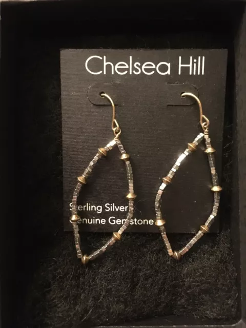 Chelsea Hill 14k Gold Plated Sterling Silver And Hemitite Genuine Stone Earrings