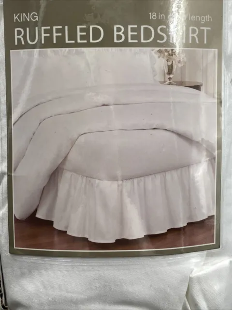 Falda de cama King con volantes Smoothweave™ de 18 pulgadas en blanco